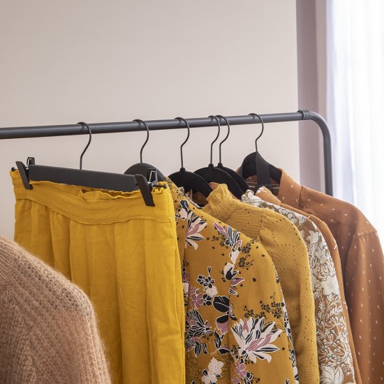 Плечики с зажимом Spaceo 34 см дерево с покрытием soft touch цвет чёрный