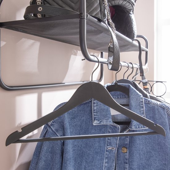 Плечики Spaceo 44.5 см дерево/сталь с покрытием soft touch цвет чёрный 4 шт