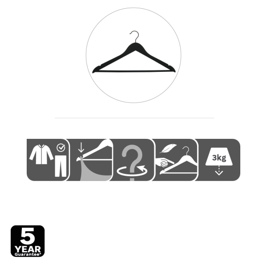 Плечики Spaceo 44.5 см дерево/сталь с покрытием soft touch цвет чёрный 4 шт