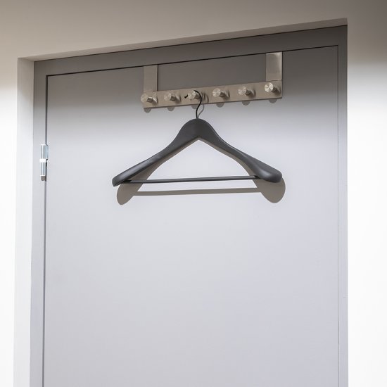 Плечики широкие Spaceo 45 см дерево/сталь с покрытием soft touch цвет чёрный