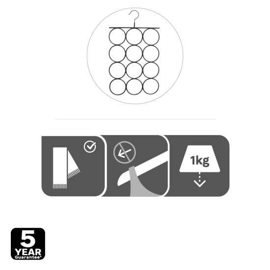 Вешалка для шарфов Spaceo 25.5 см металл/ПВХ цвет чёрный