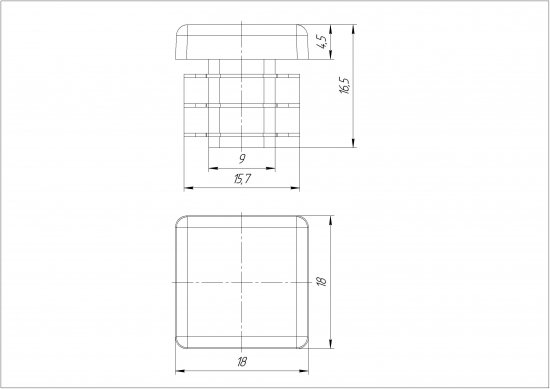 Заглушка квадратная для трубы Лофт пластик 18x18 мм черная 4 шт.