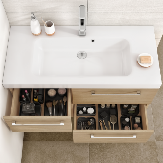 Короб для выдвижного ящика прямоугольный Sensea Remix M цвет черный 15.1x4.7x16.1 см