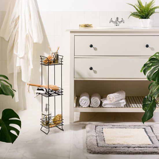 Стеллаж для ванной ЧМЗ 501-009-05 прямой трехъярусный 15x71x18 см цвет черный