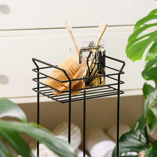 Стеллаж для ванной ЧМЗ 501-009-05 прямой трехъярусный 15x71x18 см цвет черный