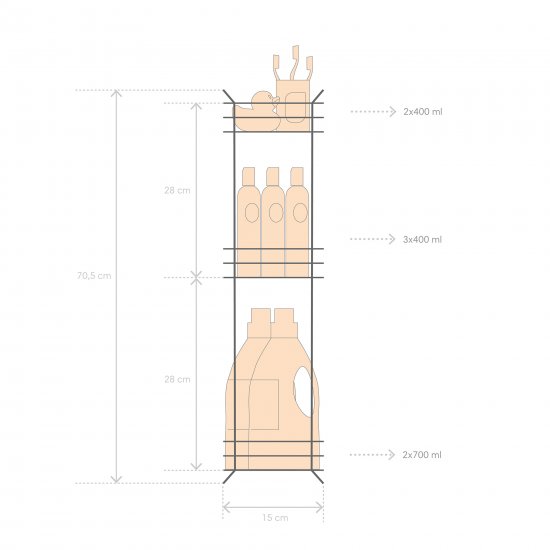 Стеллаж для ванной ЧМЗ 501-009-05 прямой трехъярусный 15x71x18 см цвет черный