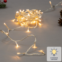 Электрогирлянда комнатная Uniel Нить 5м 50 ламп теплый белый 8 режимов работы