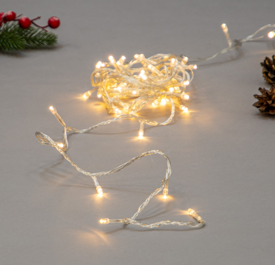 Электрогирлянда комнатная Uniel Нить 5м 50 ламп теплый белый 8 режимов работы