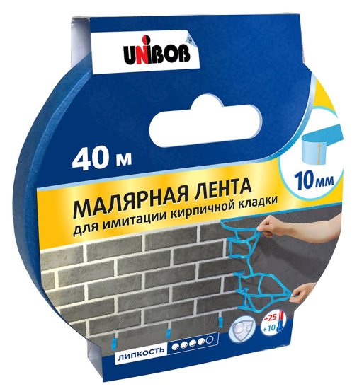 Лента малярная Unibob для имитации кирпичной кладки 10 мм х 40 м