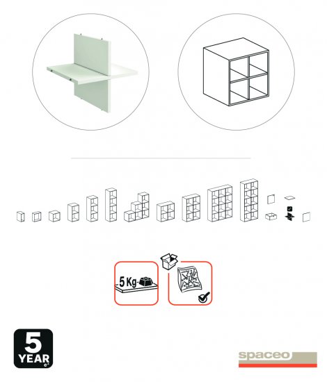 Полка крестовая для стеллажа Spaceo KUB 32.7x31.5 см ЛДСП цвет белый