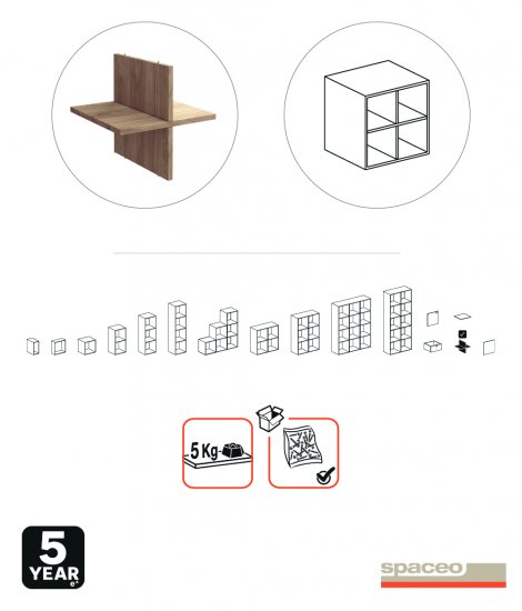 Полка крестовая для стеллажа Spaceo KUB 32.7x31.5 см ЛДСП цвет гикори джексон