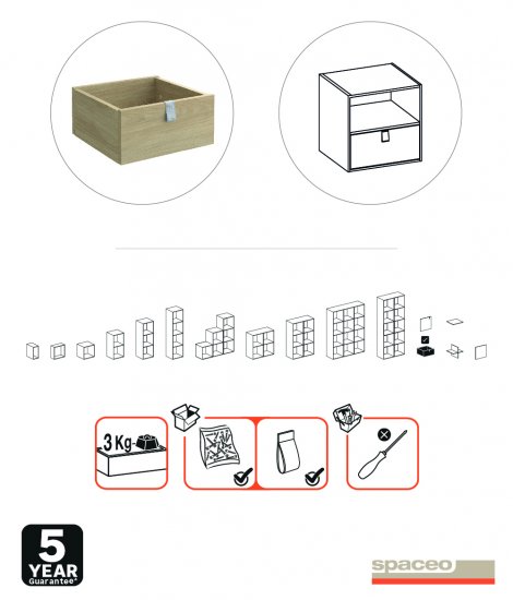 Выдвижной ящик Spaceo KUB 32.4x15.3x31.5 см ЛДСП цвет дуб