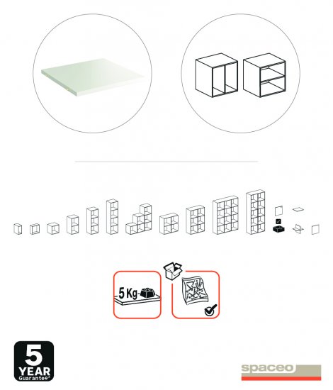 Полка для стеллажа Spaceo KUB 32.7x31.5 см ЛДСП цвет белый