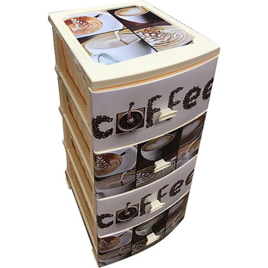Комод РОССПЛАСТ ДЕКОР 4 ярус Кофе слон.кость В95*Ш38*Г47