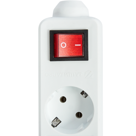 Колодка для удлинителя Защита Про 4 розетки с заземлением 3500 Вт цвет белый
