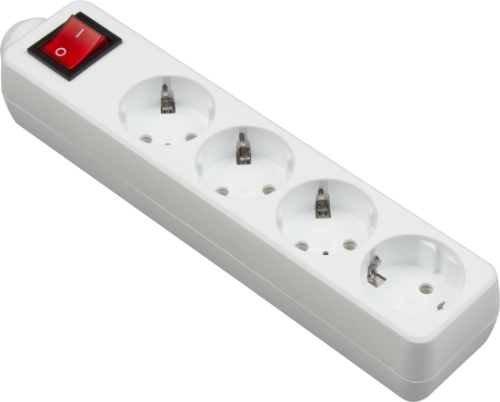 Колодка для удлинителя Защита Про 4 розетки с заземлением 3500 Вт цвет белый