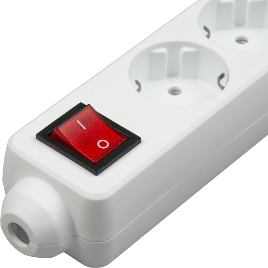 Колодка для удлинителя Защита Про 4 розетки с заземлением 3500 Вт цвет белый