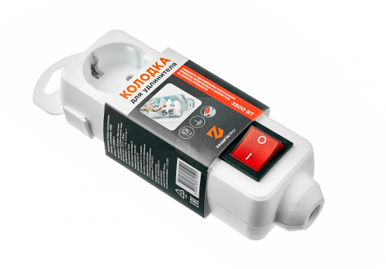 Колодка для удлинителя Защита Про 2 розетки с заземлением 3500 Вт цвет белый