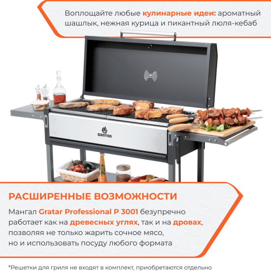 Мангал Gratar Professional P 3001 153x90x52 см сталь