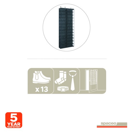 Органайзер для обуви подвесной Spaceo 59x160x15.2 см полиэстер цвет чёрный