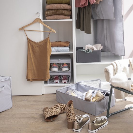 Коробка для обуви Spaceo 28x15x35 см полипропилен цвет гранит