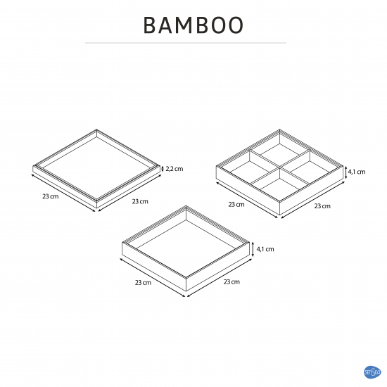 Коробка квадратная Sensea Bamboo 23x10x23 см