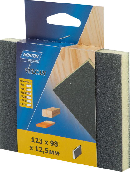 Губка шлифовальная абразивная двухсторонняя Norton P100 123x98x12.5 мм