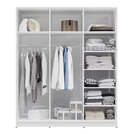 Шкаф распашной Турин Комфорт 3720 с 3 дверями 180x213x60 см ЛДСП цвет белый