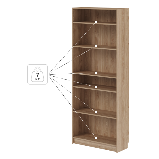 Стеллаж Буккер 80 6 полок 80x201x31.7 см ЛДСП цвет гикори джексон