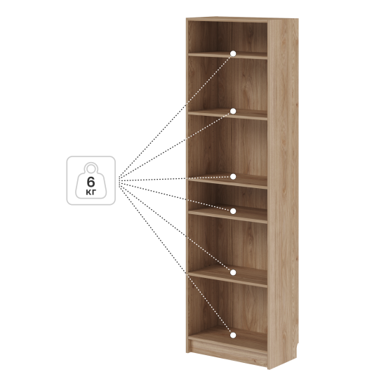 Стеллаж Буккер 60 6 полок 60x201x31.7 см ЛДСП цвет гикори джексон