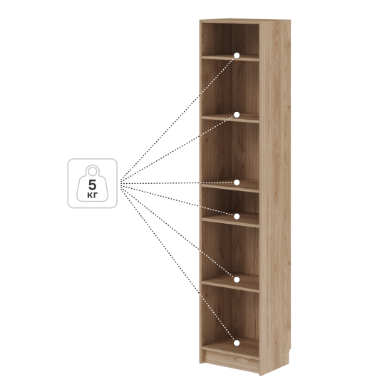 Стеллаж Буккер 40 6 полок 40x201x31.7 см ЛДСП цвет гикори джексон