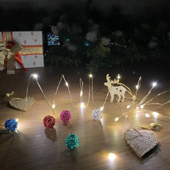 Гирлянда светодиодная роса Uniel на батарейках 2 м 20 LED теплый белый свет