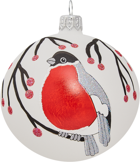Шар ёлочный «Снегирь в рябине» 85 мм