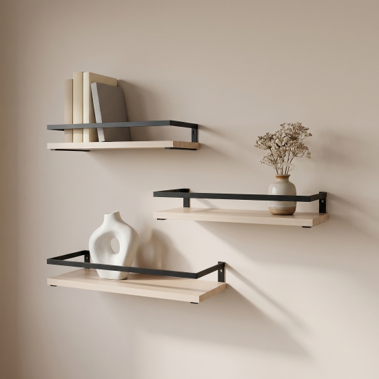 Полка настенная Pragmatic 15x40/15x35/15x30 см металл цвет чёрный 3 шт