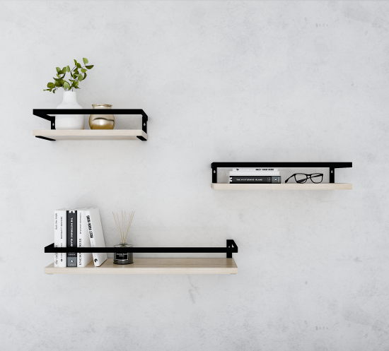 Полка настенная Pragmatic 15x40/15x35/15x30 см металл цвет чёрный 3 шт