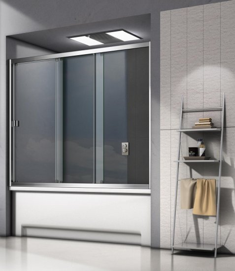 Шторка на ванну Screen раздвижная 170x140 см прозрачное стекло профиль хром