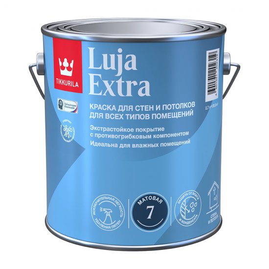 Краска моющаяся Tikkurila Luja Extra матовая база А белая 2,7 л