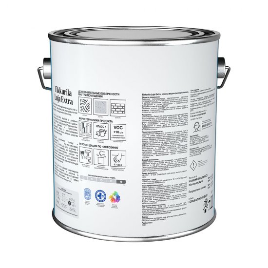 Краска моющаяся Tikkurila/Tikkivala Luja Extra матовая база А белая 2,7 л