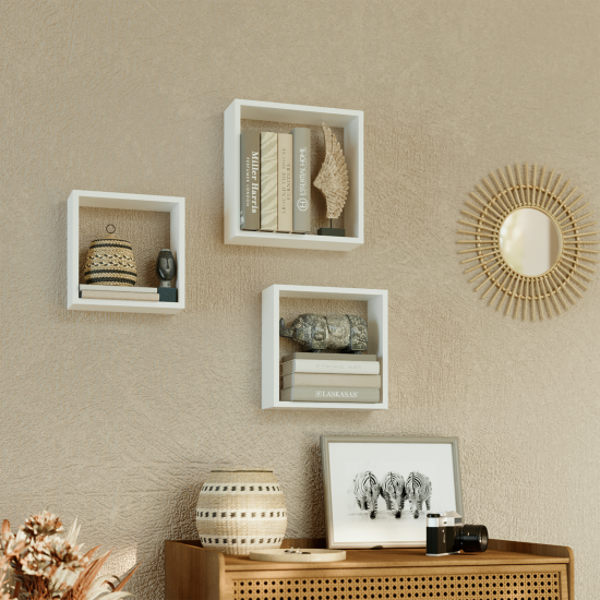 Полка настенная Spaceo 24x24 см/27x27 см/30x30 см МДФ цвет белый 3 шт