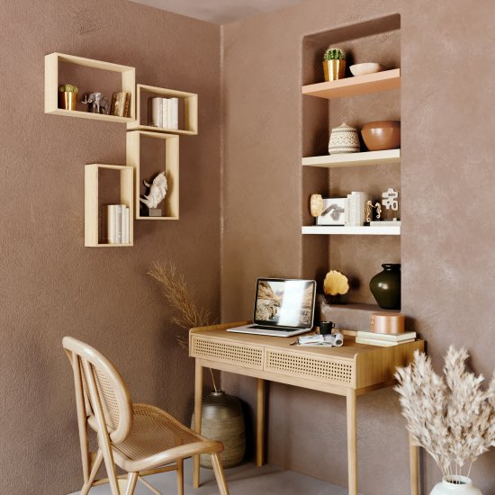 Полка настенная Spaceo 45x27 см/40x22 см МДФ цвет натуральный дуб 2 шт