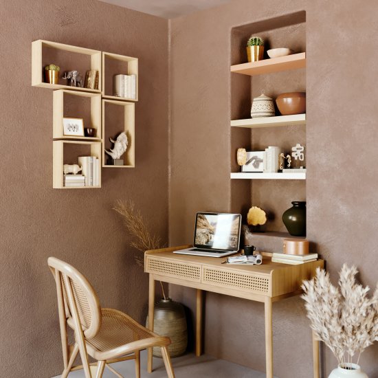 Полка настенная Spaceo 45x27 см/40x22 см МДФ цвет натуральный дуб 2 шт