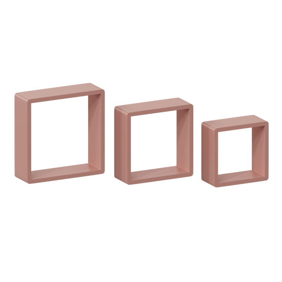 Полка настенная Spaceo 20x20 см/24x24 см/28x28 см МДФ цвет розовый 3 шт