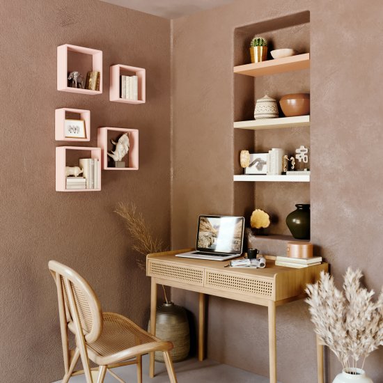 Полка настенная Spaceo 20x20 см/24x24 см/28x28 см МДФ цвет розовый 3 шт