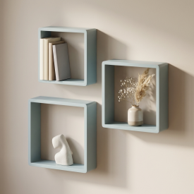 Полка настенная Spaceo 20x20 см/24x24 см/28x28 см МДФ цвет синий 3 шт