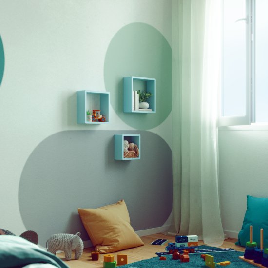 Полка настенная Spaceo 20x20 см/24x24 см/28x28 см МДФ цвет синий 3 шт