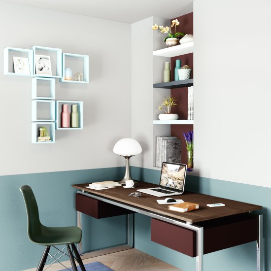 Полка настенная Spaceo 20x20 см/24x24 см/28x28 см МДФ цвет синий 3 шт