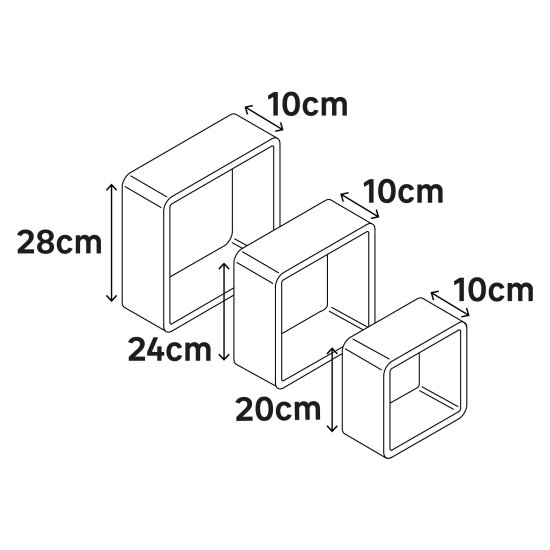 Полка настенная Spaceo 20x20 см/24x24 см/28x28 см МДФ цвет белый 3 шт