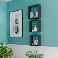 Полка настенная Spaceo 24x24 см/27x27 см/30x30 см МДФ цвет чёрный 3 шт
