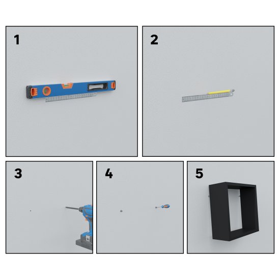 Полка настенная Spaceo 24x24 см/27x27 см/30x30 см МДФ цвет чёрный 3 шт