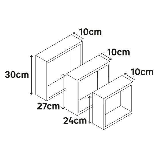 Полка настенная Spaceo 24x24 см/27x27 см/30x30 см МДФ цвет чёрный 3 шт